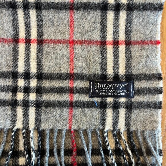 Vintage Burberrys Lambswool Gray House Check Scarf - Picture 2 of 3